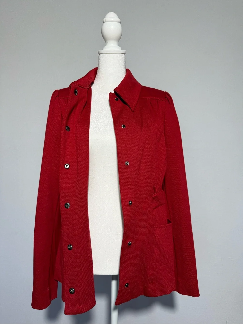 CAbi Red Button-Front Pea Coat - Picture 4 of 8